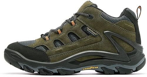 No Fade Green And Black Leather Men Shoes Light Weight And Water-Resistant For Running