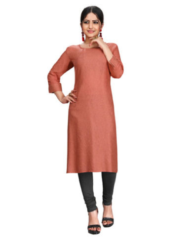 Light Brown Shade Comfortable Ladies Cotton Kurti For Party And Formal Wear Bust Size: 35-36 Inch (In)