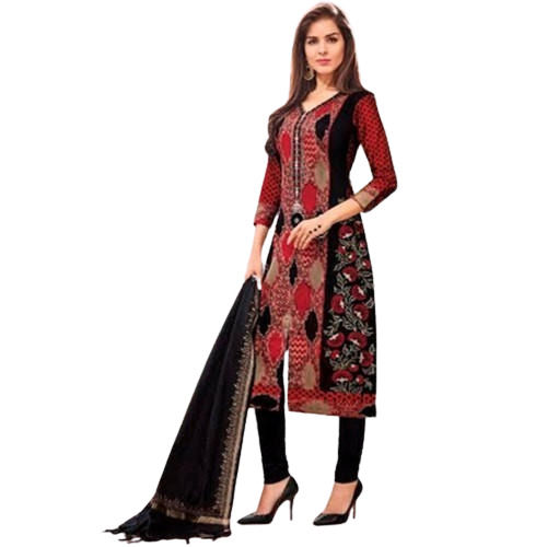 Ladies 3/4Th Sleeves V-Neck Multicolored Georgette Printed Long Kurti Bust Size: 35-36 Inch (In)