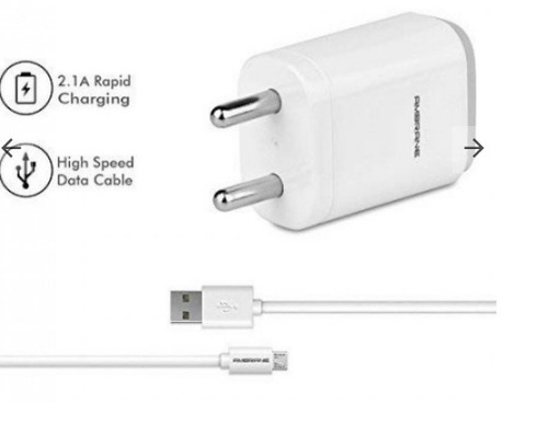 White Smart Mobile Phones USB Port Charger With Adapter And High-Speed Data Cable Plastic Body 74 Ampere Output LED Indicator and Fast Charging Features