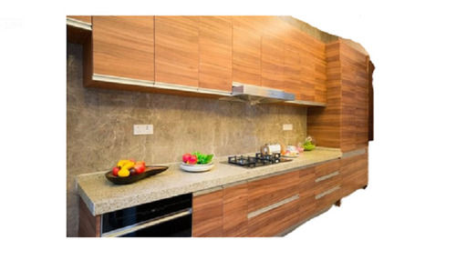 10 Mm Thick Brown Color Wooden Modular Kitchen Cabinet For Home And Hotel No Assembly Required