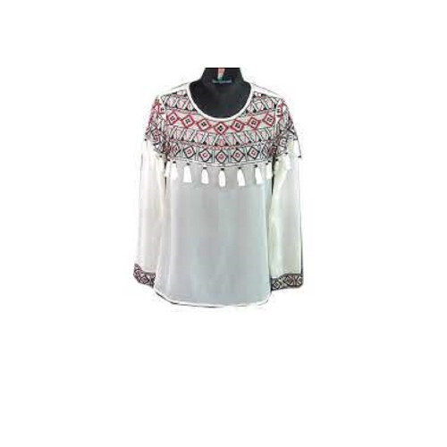 Ladies Casual Top - Lightweight Cotton, Summer Style, White Color | Fashion-Forward Design, Trendy Patterns, Versatile for Various Occasions