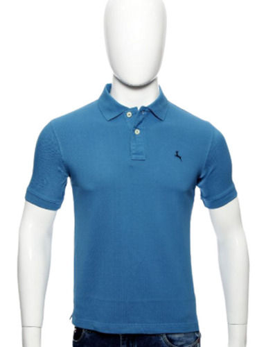 Nylon Blue Color Solids V Neck Causal T-Shirt For Men Comfortable And Washable