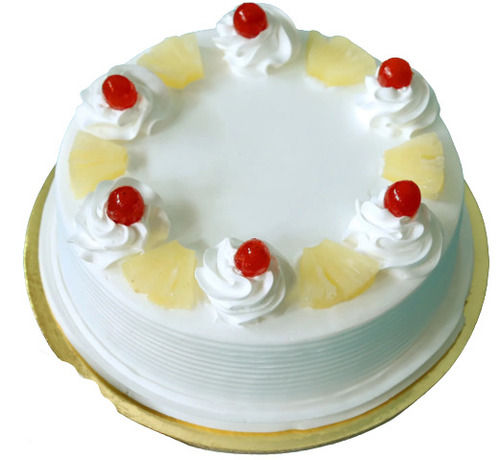 Sweet Delicious Cherry And Cream Topping Eggless Pineapple Cake,1 Kilogram