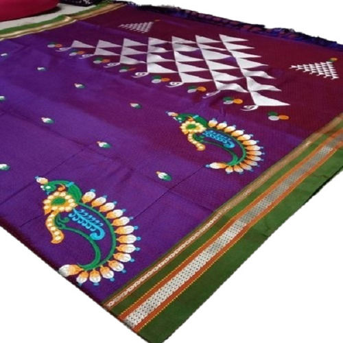 Silk Purple Coloured Printed Fancy Cotton Printed Ladies Saree For Party Wear