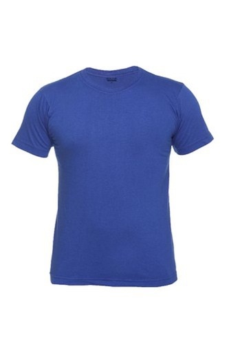Breathable Skin Friendly Wrinkle Free Navy Blue Casual Plain Solid T-Shirt For Men