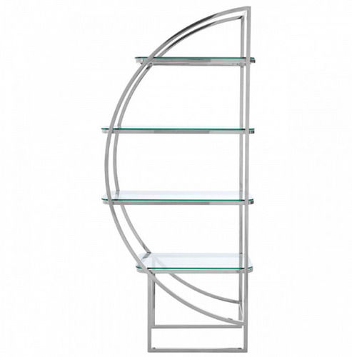  Durable Plain Stainless Steel And Glass Storage Rack Book Shelf 