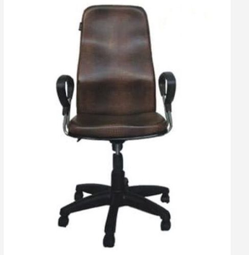 Durable And Light Weight Plastic Leather And Stainless Steel Body Brown Office Chair