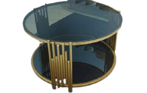 Light Weight Modern Round Stainless Steel And Glass Coffee Table