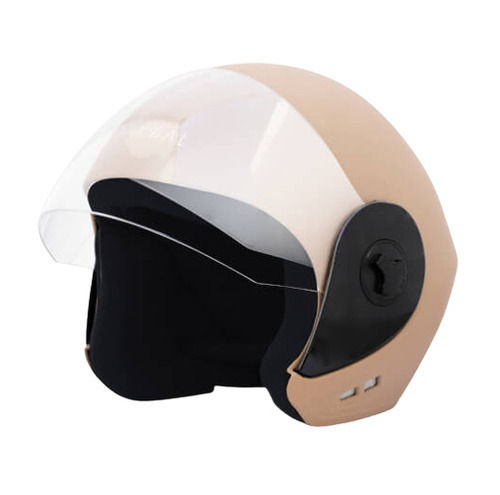 Cream 1.2 Kilograms Round Polystyrene Foam And Polycarbonate Motorcycle Helmet