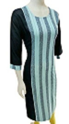 No Fade Simple And Elegant Black Pure Cotton Ladies Kurti For Casual And Regular Wear