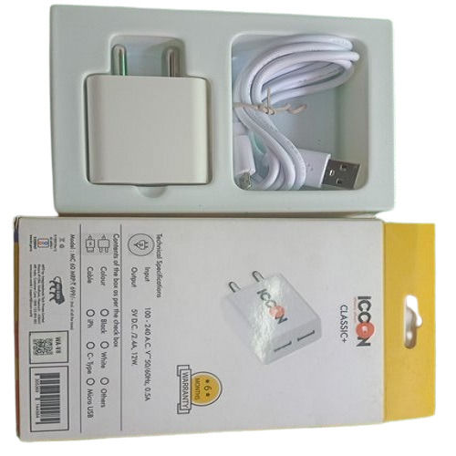 High Speed More Energy With High Power Smart 2.4 Amp White Mobile Charger  Battery Backup: 6 Years