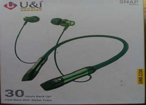 Green 1 Year Warranty Neckband Earphone With Cool Bass And 30 Hours Backup