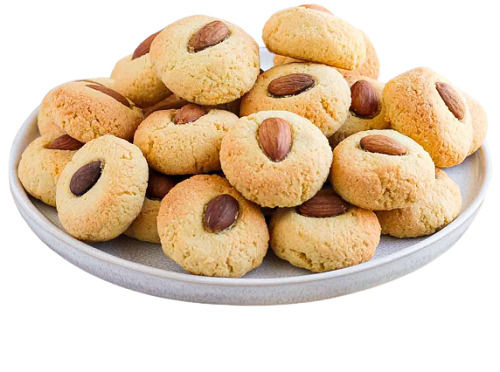 Sweet And Delicious Crispy Taste Eggless Round Almond Cookies 