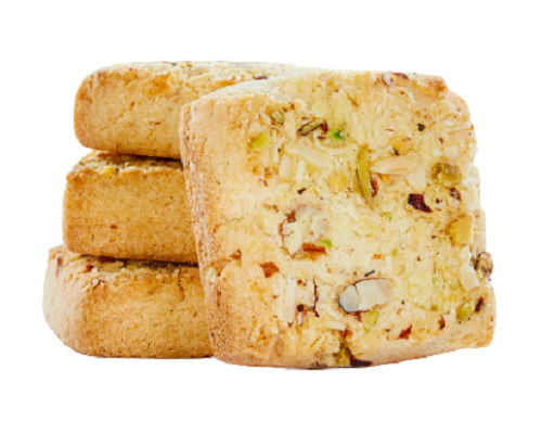 Sweet And Delicious Ready To Eat Crispy Round Badam Pista Cookies 