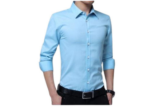 Full Sleeve Sky Blue Cotton Shirt For Mens