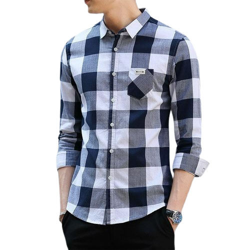 Full Sleeve Casual Check Shirts For Mens Collar Style: Straight