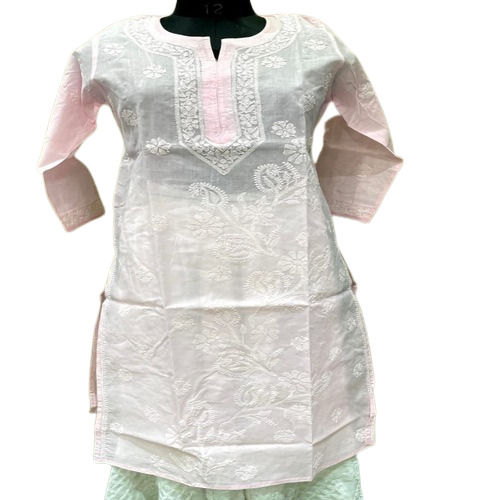 Silk White Designer Comfortable 100% Pure Voile Cotton Kurti For Casual Wear