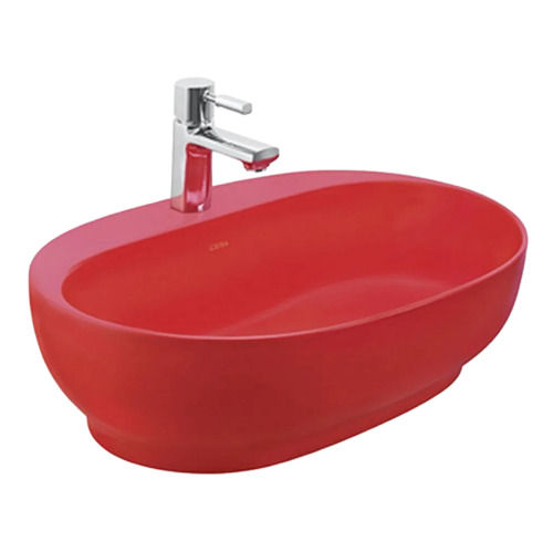 Cera Red Oval Table Top Sink Ceramic Wash Basin For Bathroom Use