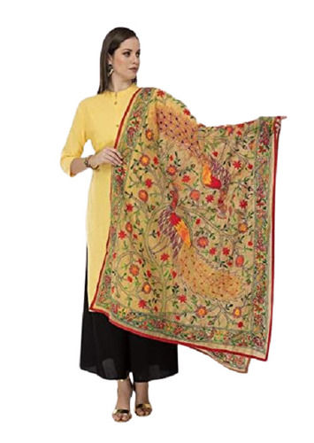 Multi Color Ladies Fancy Attractive Printed Full Sleeves Silk Dupatta For Daily Wear