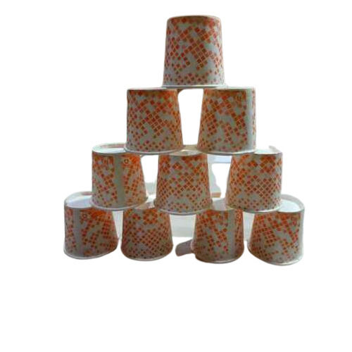  सफेद और नारंगी प्रिंट रंग और गोल आकार 65 मिलीलीटर डिस्पोजेबल पेपर कप 