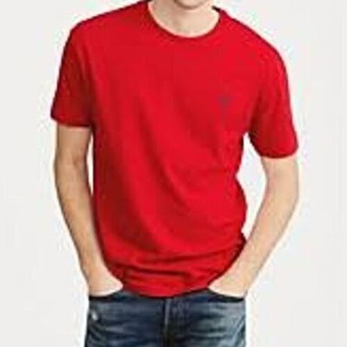 100% Cotton Comfortable Short Sleeves Round Neck Plain Red T Shirt For Boys