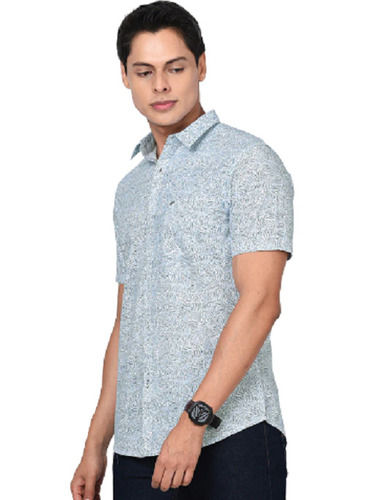 Comfortable And Fashionable Short Sleeves Regular Fit Printed Cotton Shirt For Men