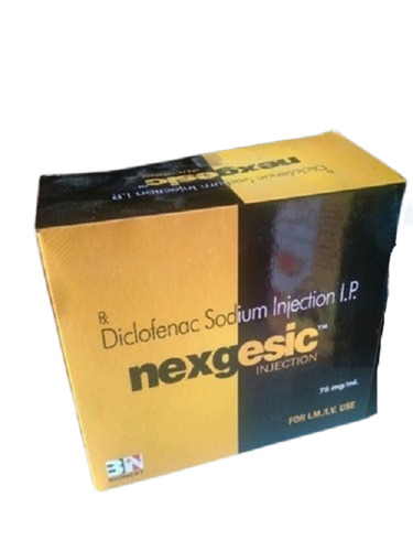 Nexgesic Diclofenac Sodium Injection 75 Mg/Ml - IV Injectable Solution, Prescription Required, Effective for Joint Pain Relief, Suitable for Adults and Teenagers, Longer Shelf Life, Storage: Cool and Dry Place