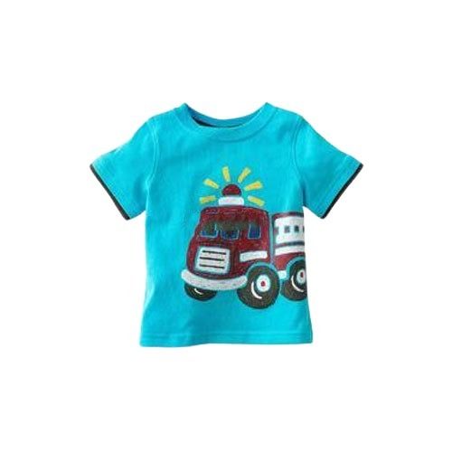 Skin Friendly And Comfortable Blue Printed Half Sleeve Kids Cotton T Shirts