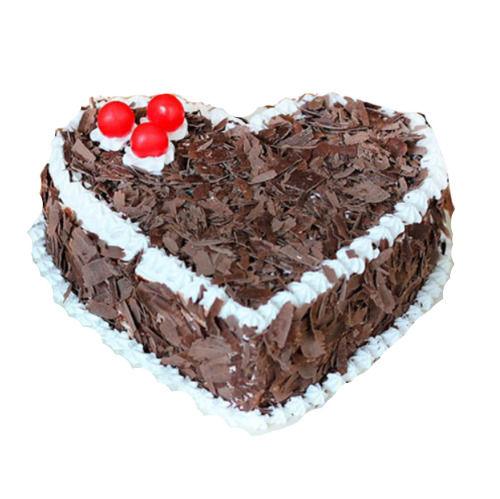 Delicious Rich Sweet Taste Heart Shape Fresh Black Forest Cake With Cherry