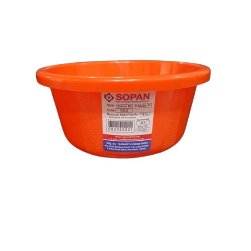 Break Resistant And Leakproof Orange Round Plastic Bowl For Domestic Use