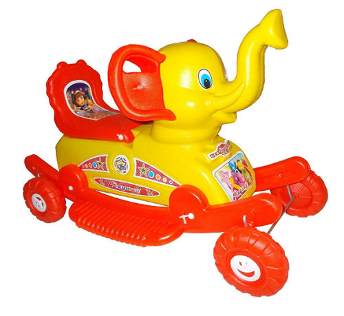 Abs Plastic Material Red And Yellow Kids Plastic Elephant Ride On Toy For 2 To 5 Year Kids 
