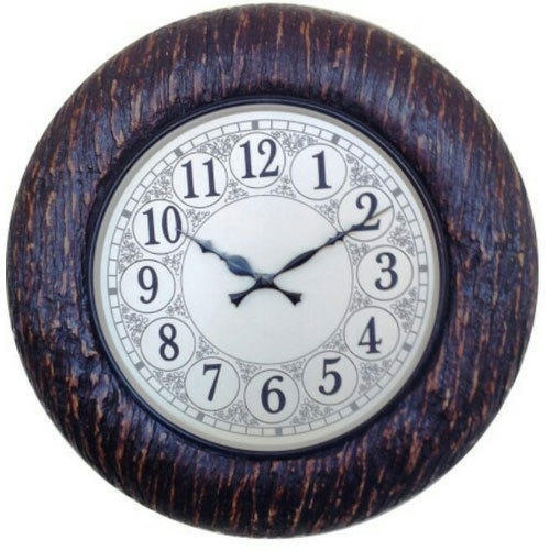 Brown  Wooden Round Shape Hanging Wall Clock