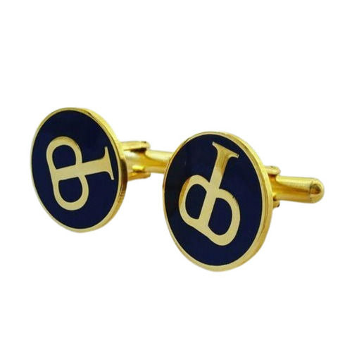 Blue And Golden Designer Silver Cufflinks For Men, Size 1.65 Inch, Weight 15 Gram Gender: Men