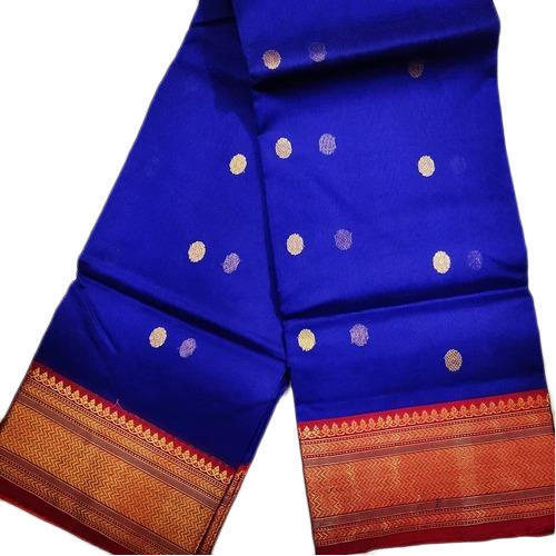 Casual Wear Comfortable Blue Fashionable Cotton Silk Sarees With Blouse Piece Set 