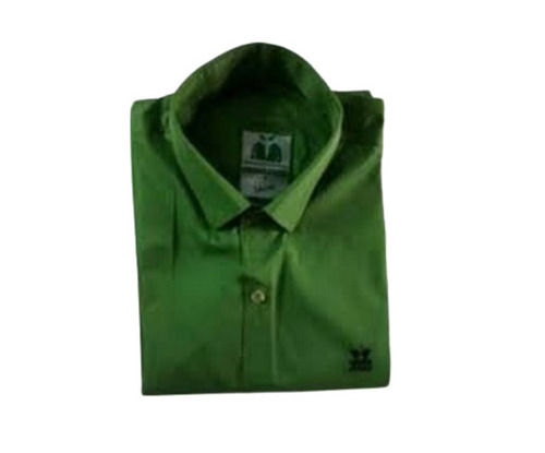 Washable Wrinkle Free Green Full Sleeve Cotton Shirts For Men