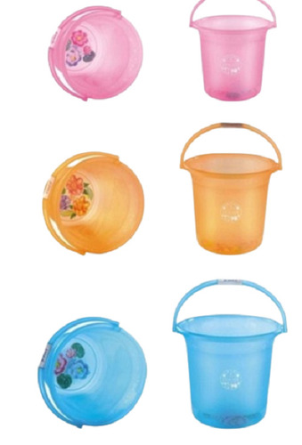 Multicolored Long-Lasting And Unbreakable Printed Plastic Buckets 3 Litre Capacity - Plastic, 3 Litre, Multicolors | Unbreakable, Crush and Bend Resistant, Sturdy and Durable