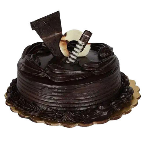 Delicious And Sweet Taste Non Eggless Round Creamy Pure Chocolate Cake 