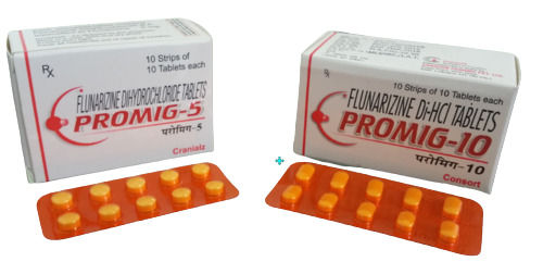 Treatment of dizziness, Vertigo and Prevention of Migraine Flunarizine Di-HCL Tablet