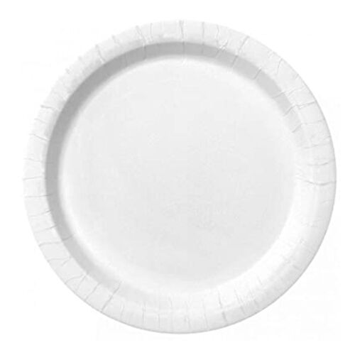 Light Weight Eco Friendly Round Shaped Plain White Disposable Plates, Pack Of 25