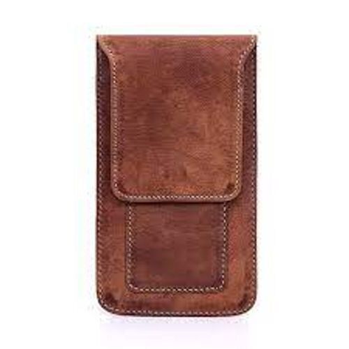 Brown Leather Material 6.5" Inch Dual Mobile Cover With Card Wallets - Lock Pattern Design, Stylish and Functional Card Wallet Back Cover