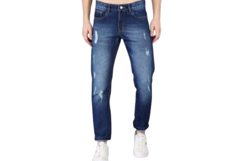 Blue Faded Denim Jeans For Men With 36 Inch Length And Slim Type