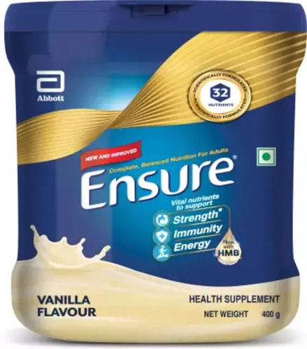 100 Percent Energetic Ensure High Protein Powder Chocolate Flavor With Gluten Free, 250G  Shelf Life: 12 Months