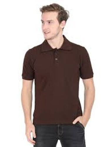 Plain Dark Brown Round Neck Short Sleeve Comfortable Pure Cotton T-Shirt Age Group: 15-25