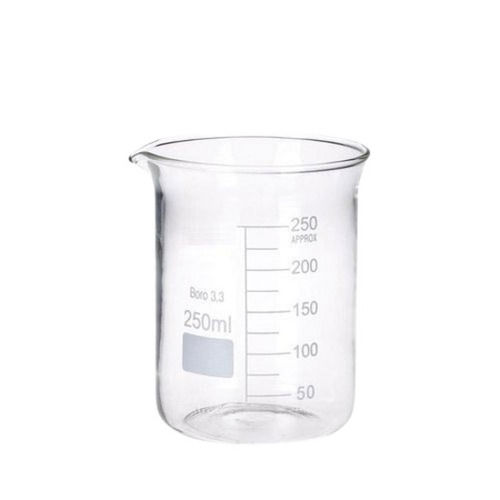 Transparent 22 X 30 Mm 250 Milliliter Round Laboratory Borosilicate Glass Beaker 