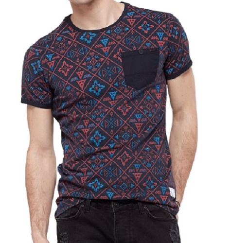 Short Sleeves Round Neck Casual Wear Printed Cotton Blend Body Fit T Shirts For Men Age Group: 20-28