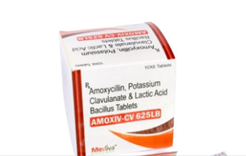 Amoxiv-Cv 625Lb, Amoxycillin, Potassium Clavulanate & Lactic Acid Bacillus Tablet, Pack Of 10X6 Tablets, For Treat Various Types Of Bacterial Infections General Medicines