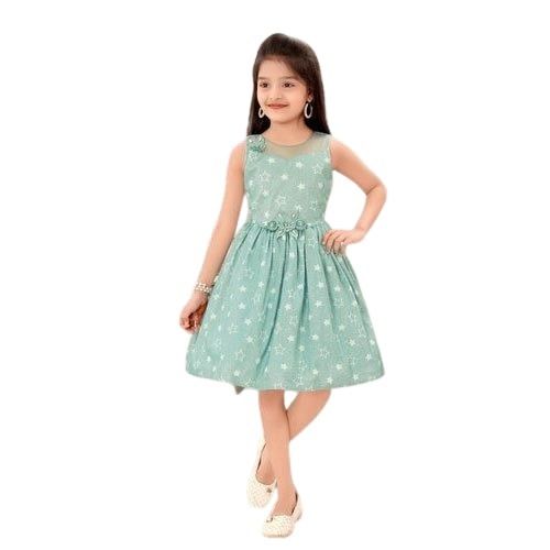 Round Neck And Sleeveless Printed Cotton Kids Frock For Party Wear Application: Industrial