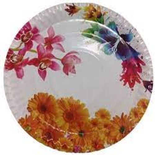 Light Weight Recyclable Round Shaped Designer Printed Dinner Paper Plates, Pack Of 50 