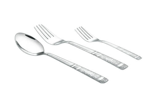 Glossy Silver Color Stainless Steel Classic Fork And Round Edge Spoon For Eating Food